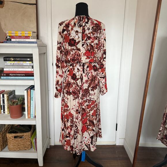 Gorgeous Cream and Maroon Floral Long Sleeve Dress - xs - Picture 5 of 5
